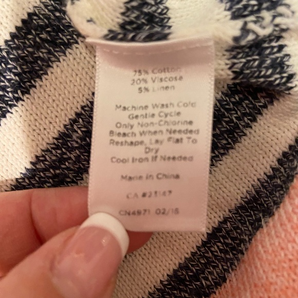 Talbots Striped Sweater with Pink Color Blocking - Small Petite - Picture 6 of 8